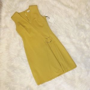 NWT Calvin Klein Yellow Sleeveless Zip Back Dress